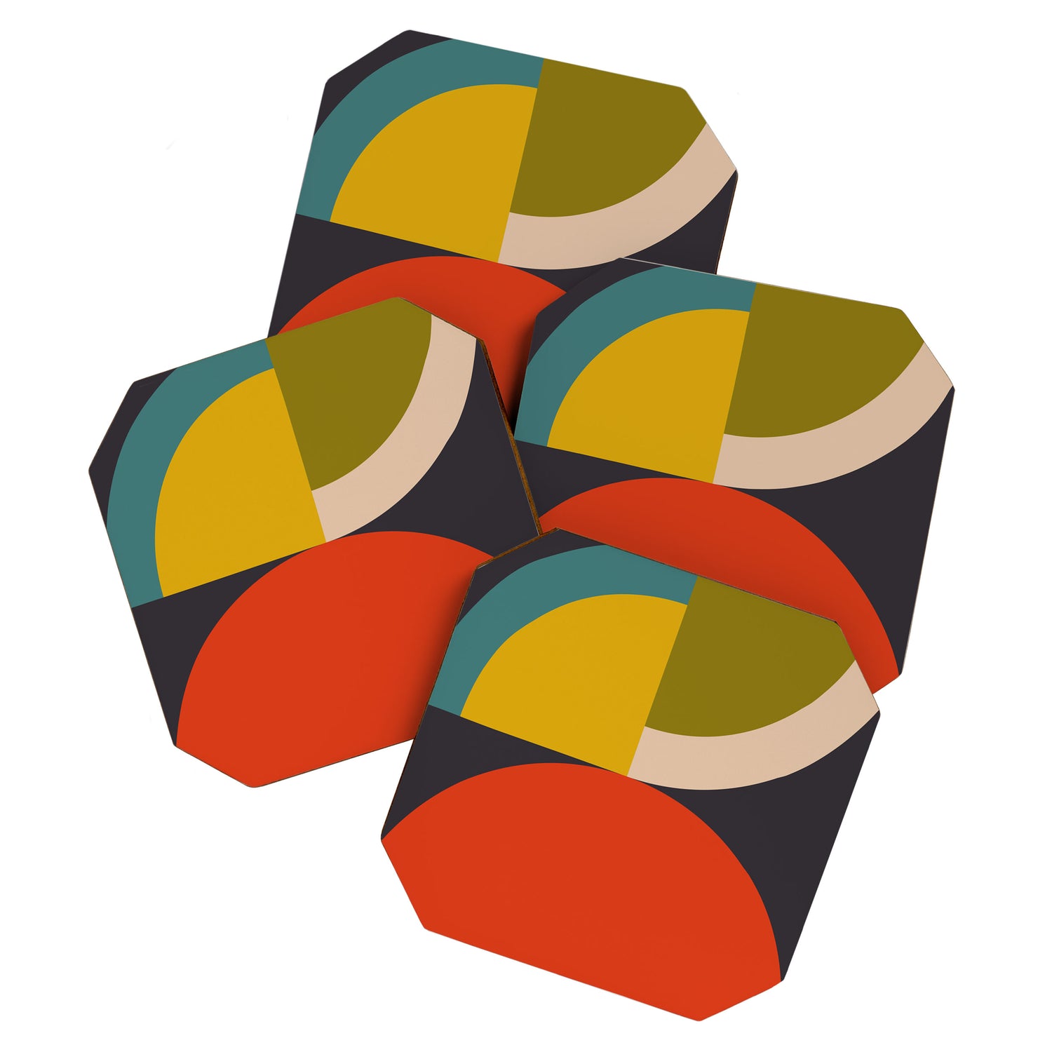 mid century bauhaus geometric large 3 Coaster Gallery Image 1