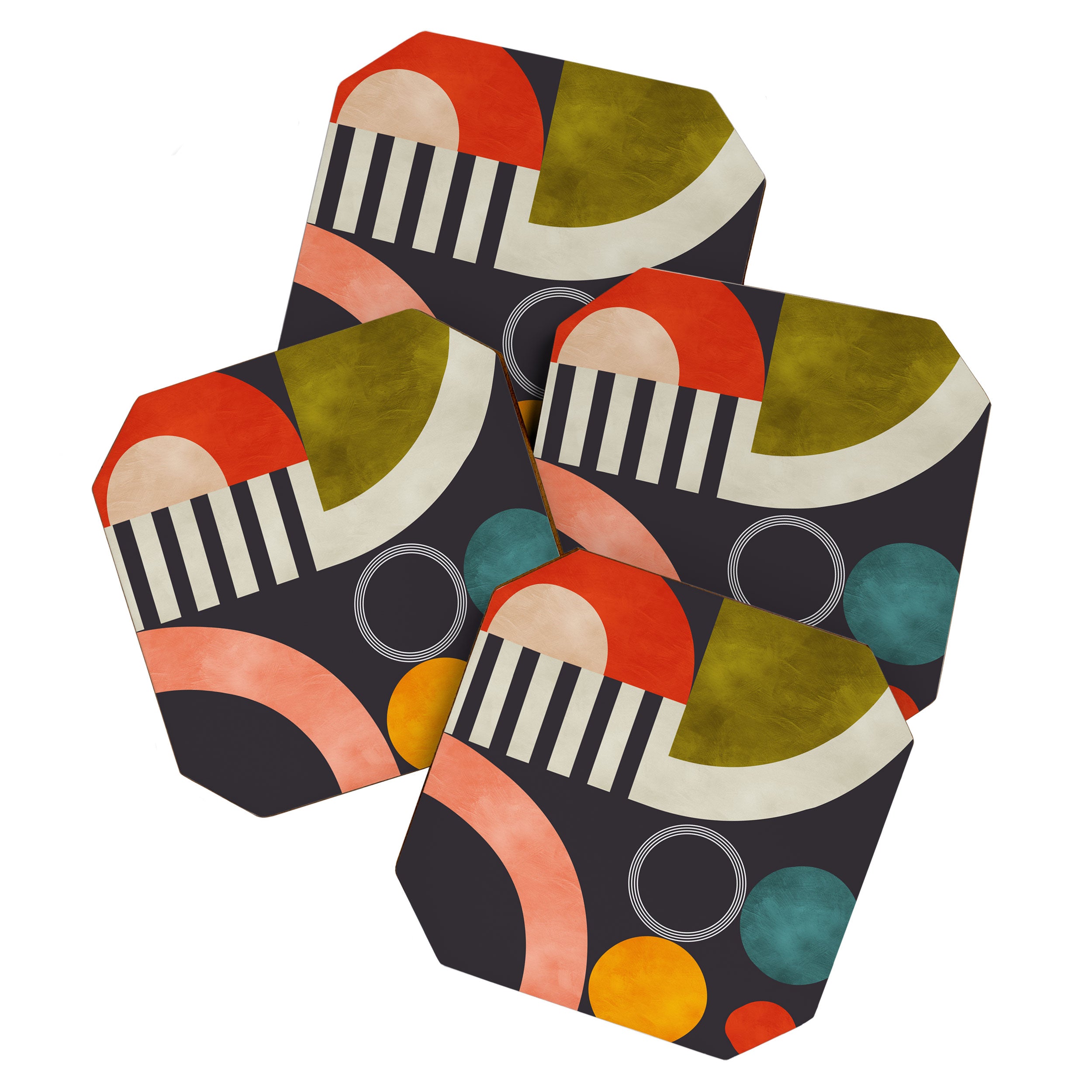 mid century bauhaus geometry abstract 2020 3 Coaster Gallery Image 1