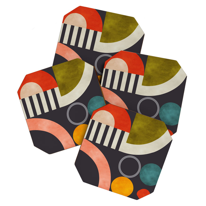 mid century bauhaus geometry abstract 2020 3 Coaster Gallery Image 1