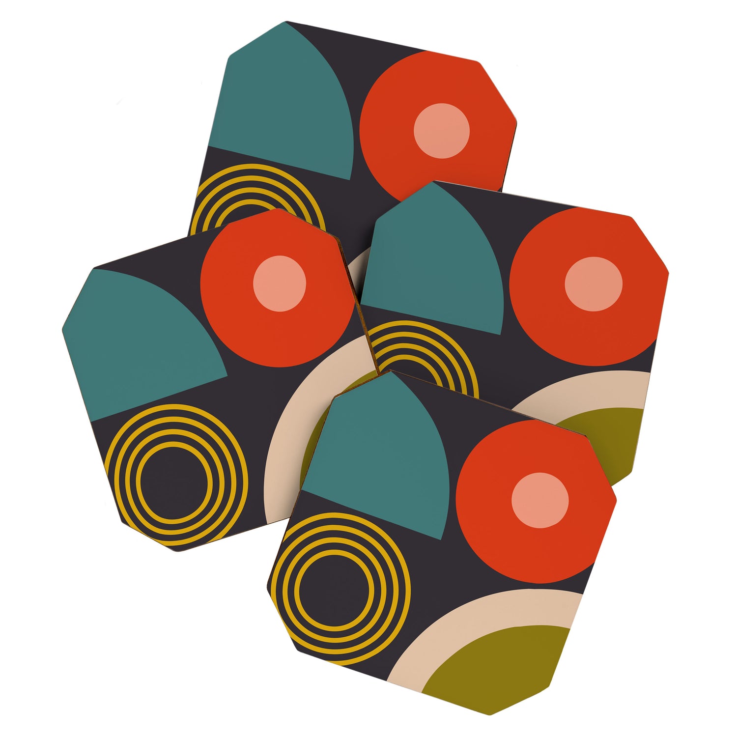 mid century bauhaus geometry large  1 Coaster Gallery Image 1