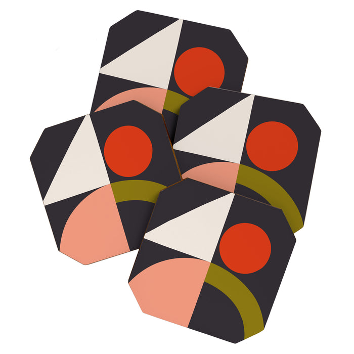 mid century bauhaus geometry square 1 Coaster Gallery Image 1