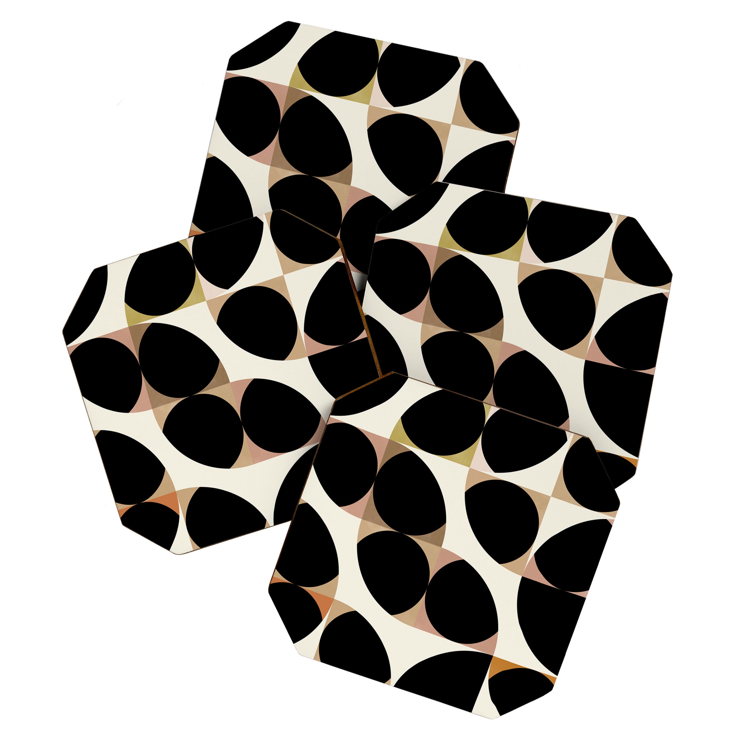 mid century black geometric shapes Coaster Gallery Image 1