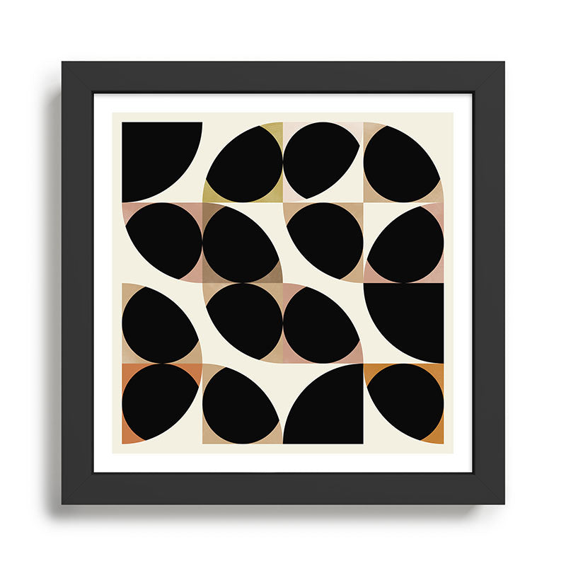 mid century black geometric shapes Framed Art Print Gallery Image 1