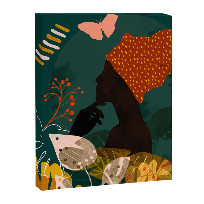 mid century black summer garden Canvas Print Gallery Image 1