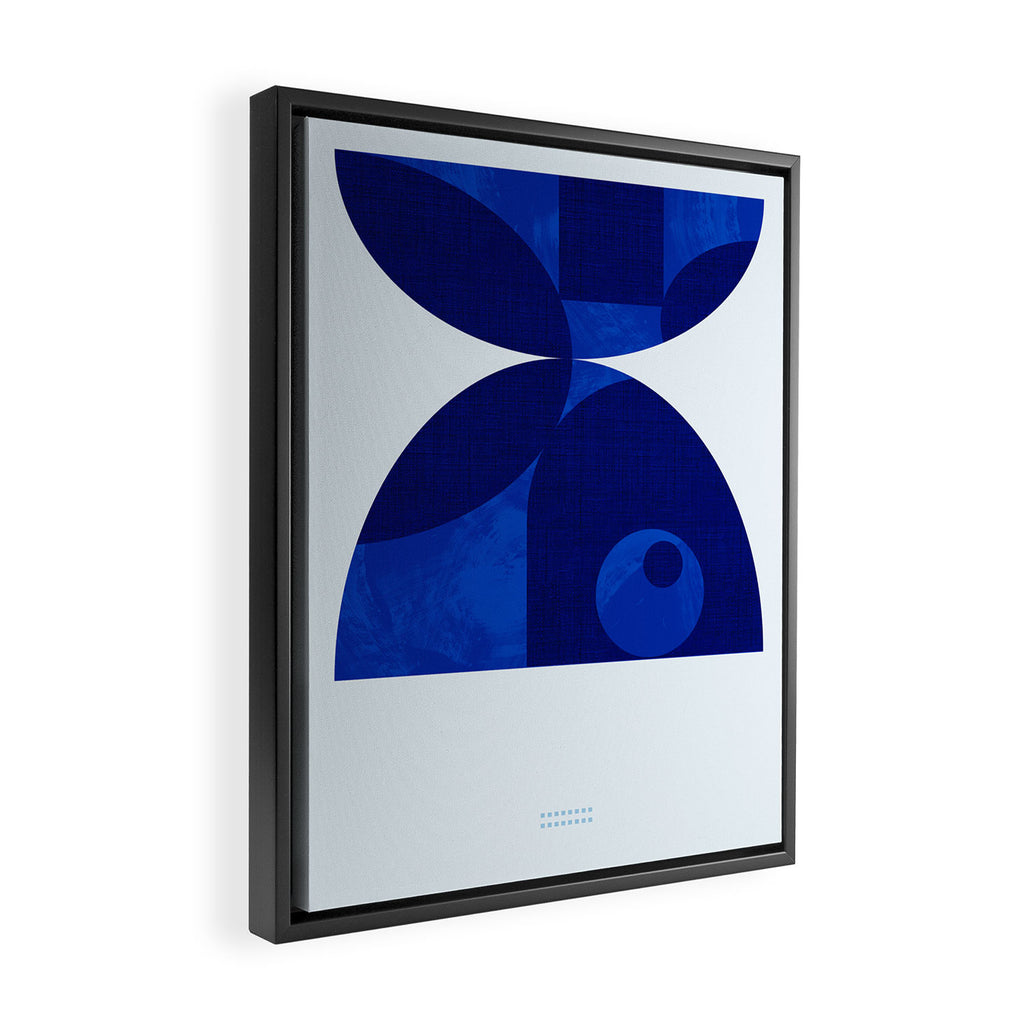 mid century blue Framed Canvas Print Gallery Image 2