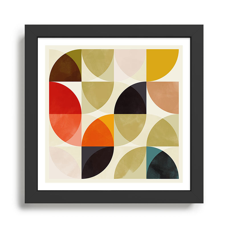 mid century color geometry shapes Framed Art Print Gallery Image 1
