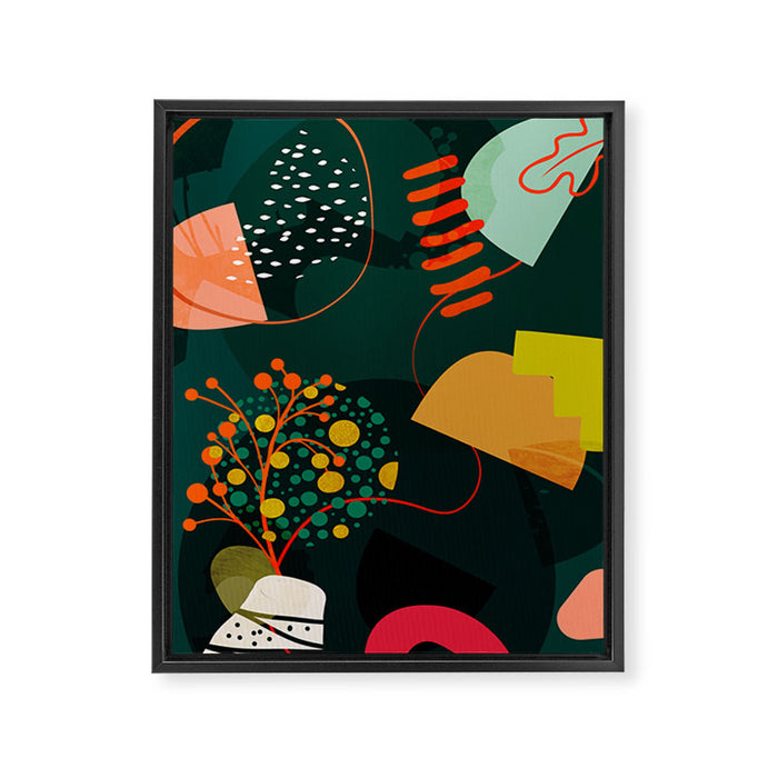 mid century garden shapes Framed Canvas Print Gallery Image 1