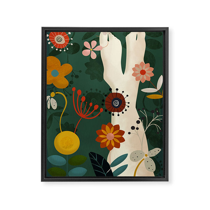 mid century garden summer relax Framed Canvas Print Gallery Image 1