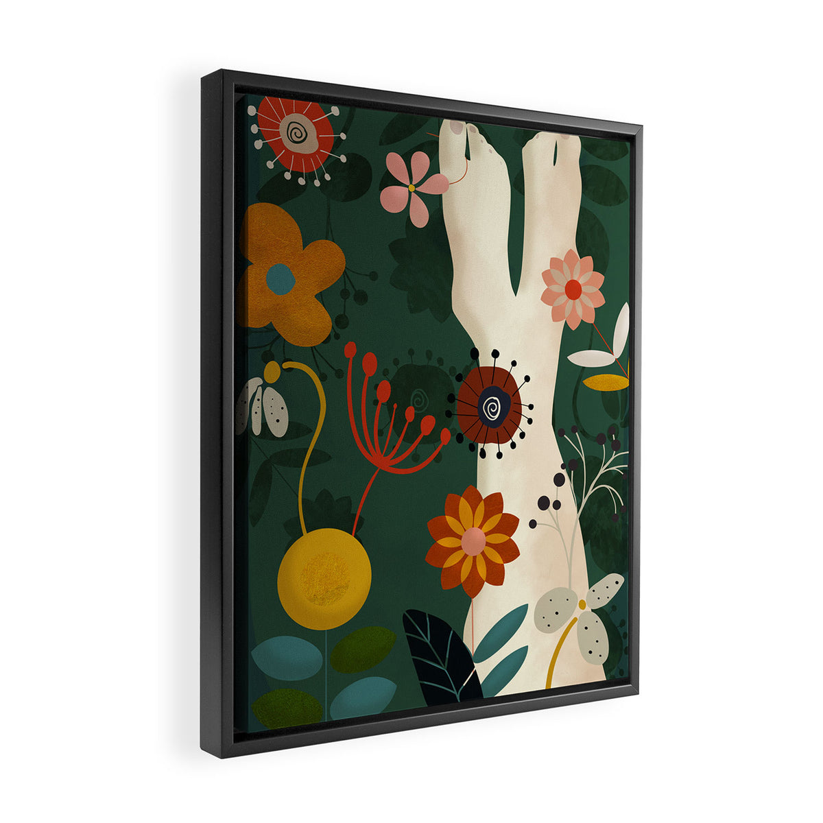 mid century garden summer relax Framed Canvas Print Gallery Image 2