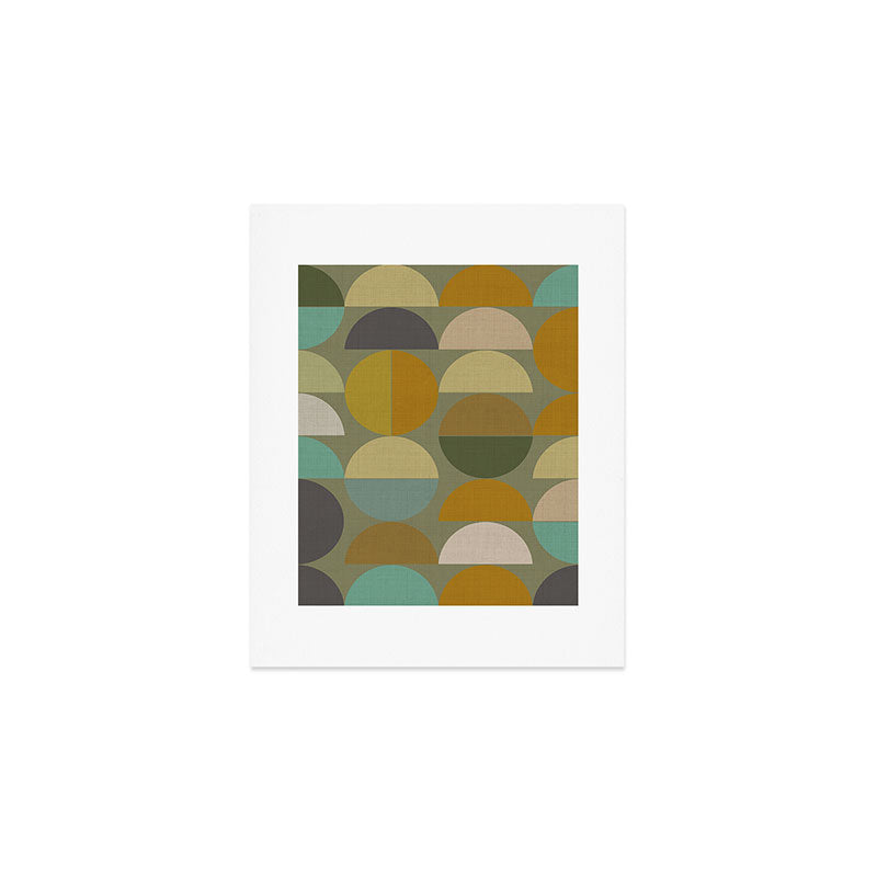 mid century geometric abstract green Art Print Gallery Image 1