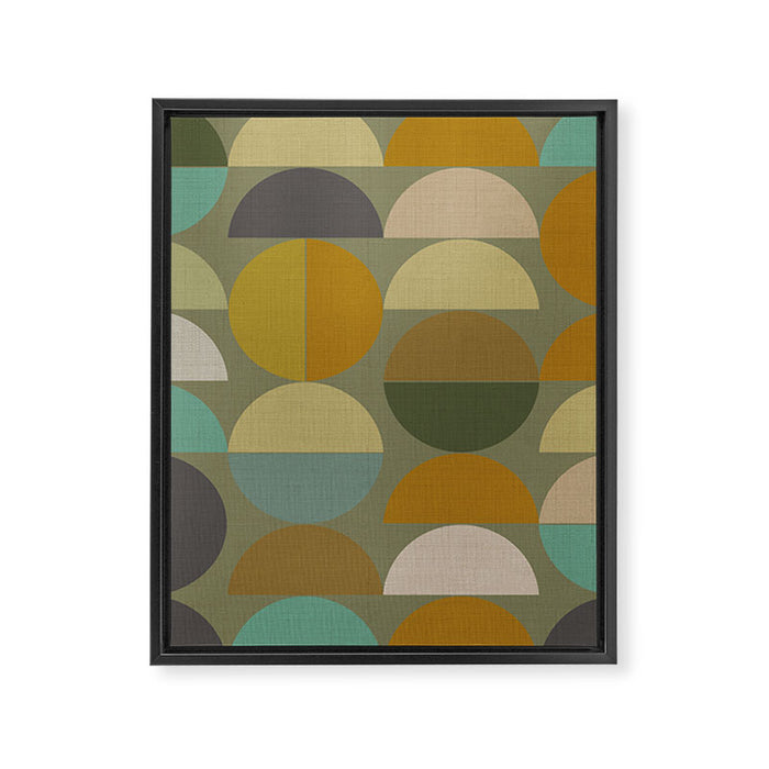 mid century geometric abstract green Framed Canvas Print Gallery Image 1