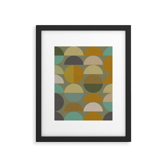 mid century geometric abstract green Framed Art Print Gallery Image 1