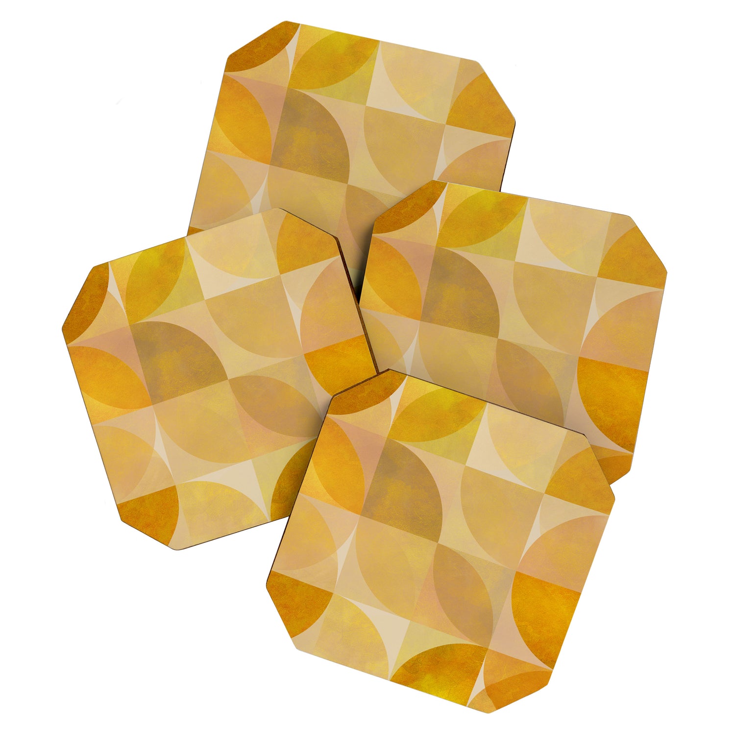 mid century geometric gold shapes Coaster Gallery Image 1