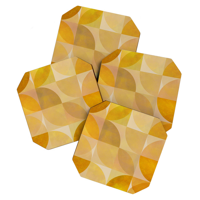 mid century geometric gold shapes Coaster Gallery Image 1