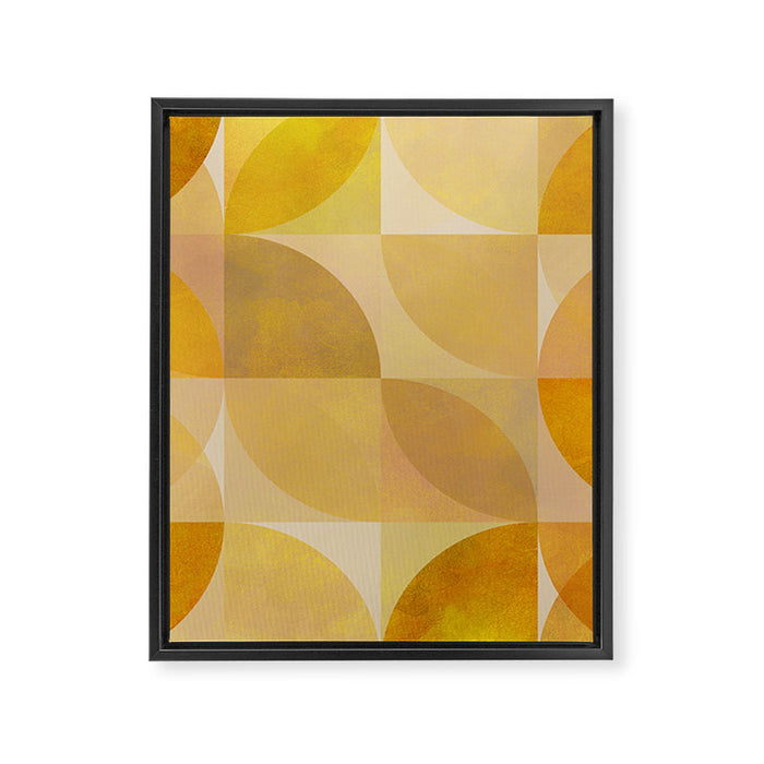 mid century geometric gold shapes Framed Canvas Print Gallery Image 1