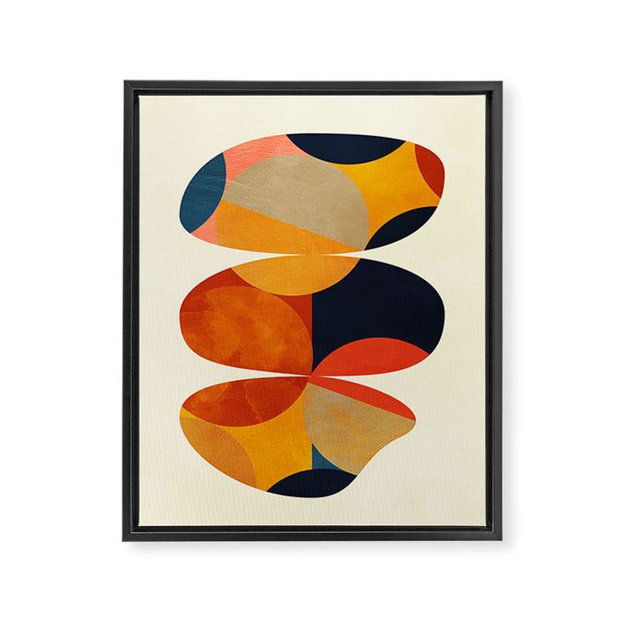 mid century geometric shapes autumn Framed Canvas Print Gallery Image 1