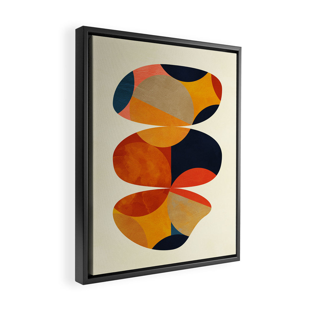 mid century geometric shapes autumn Framed Canvas Print Gallery Image 2