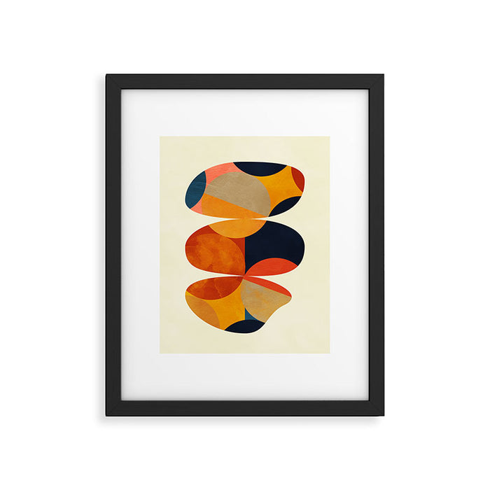 mid century geometric shapes autumn Framed Art Print Gallery Image 1