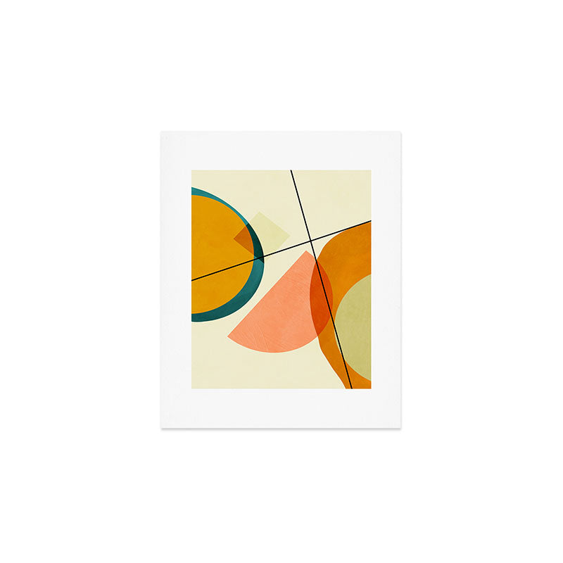 mid century geometric shapes painted abstract III Art Print Gallery Image 1