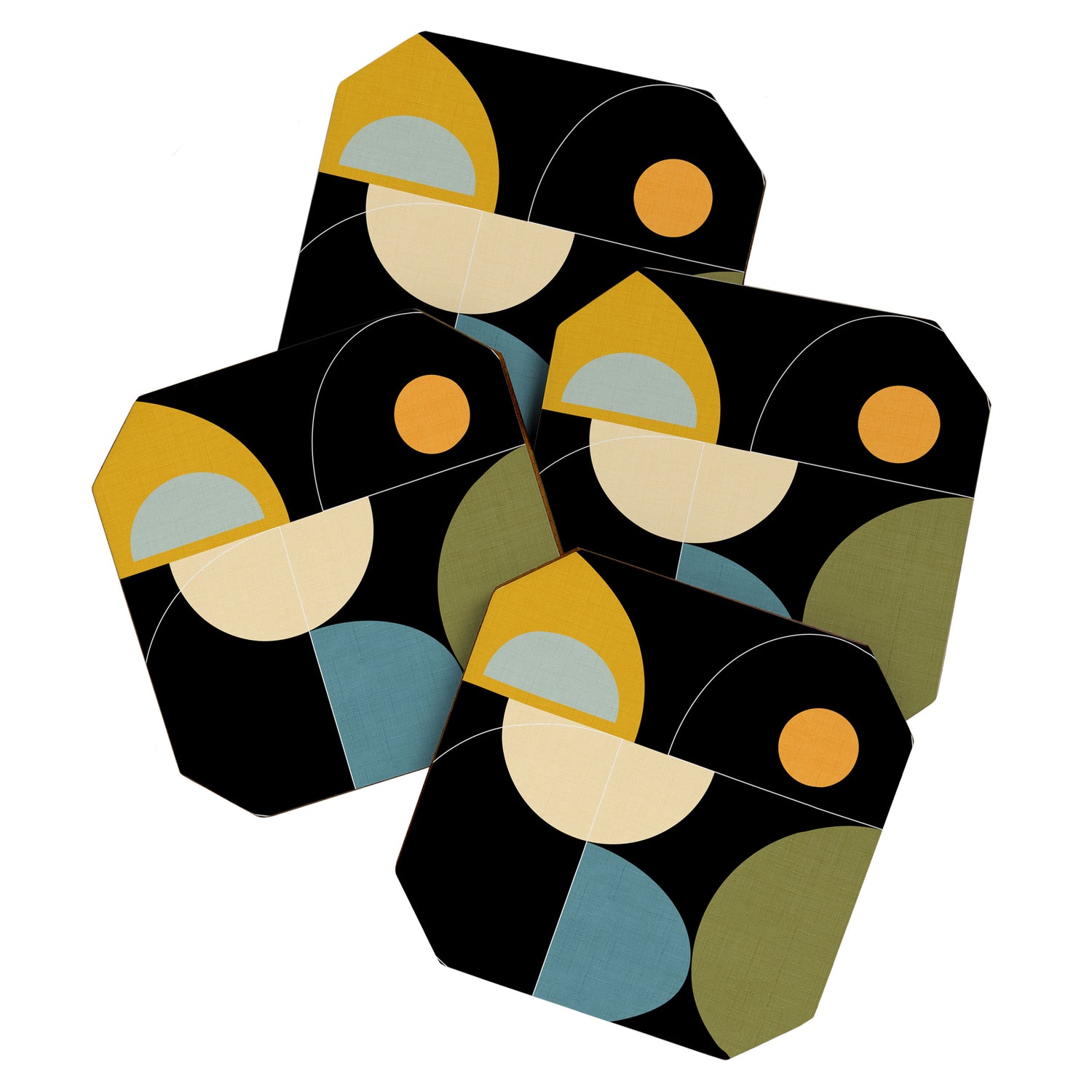 mid century geometric winter 2 Coaster Gallery Image 1
