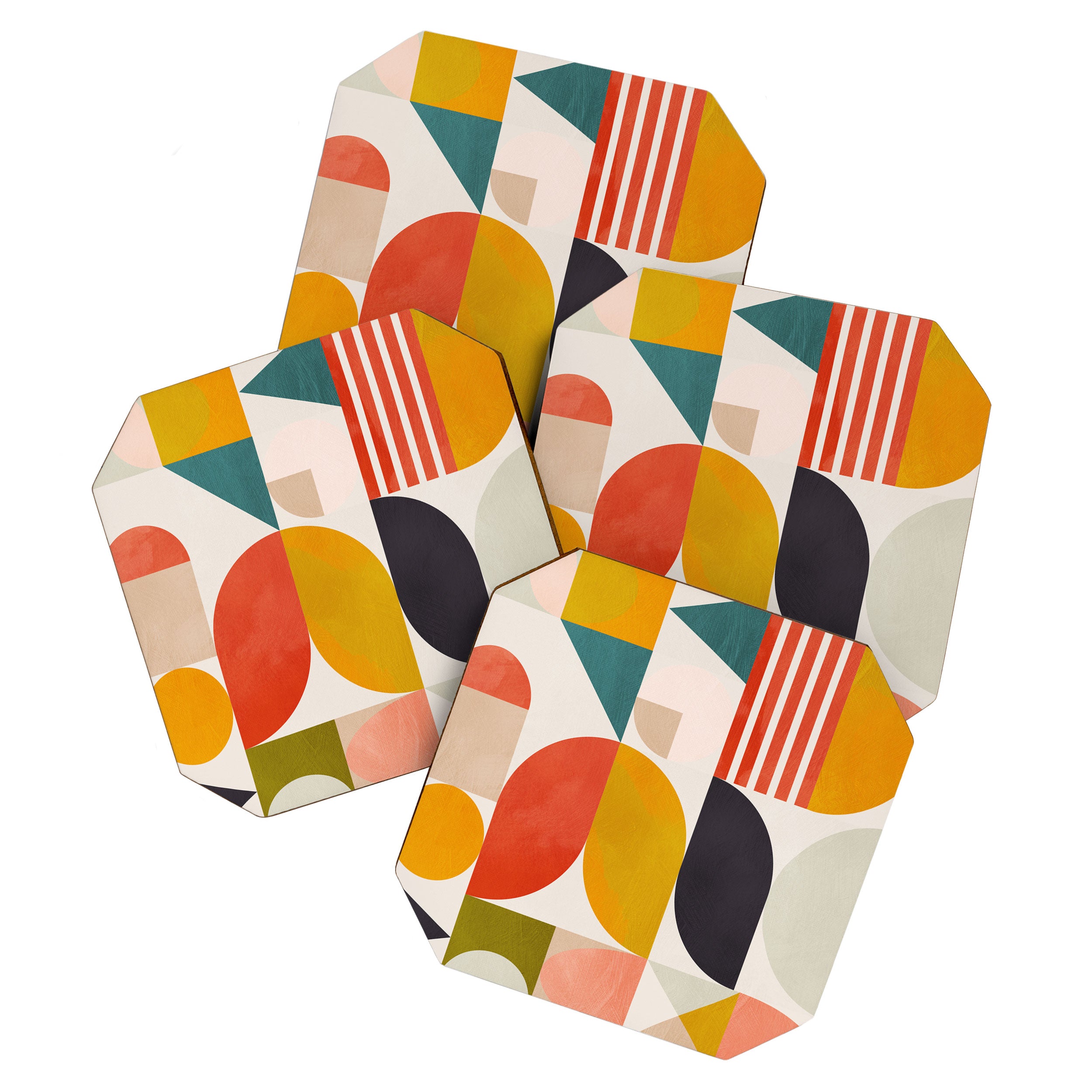mid century geometry abstract shapes bauhaus Coaster Gallery Image 1