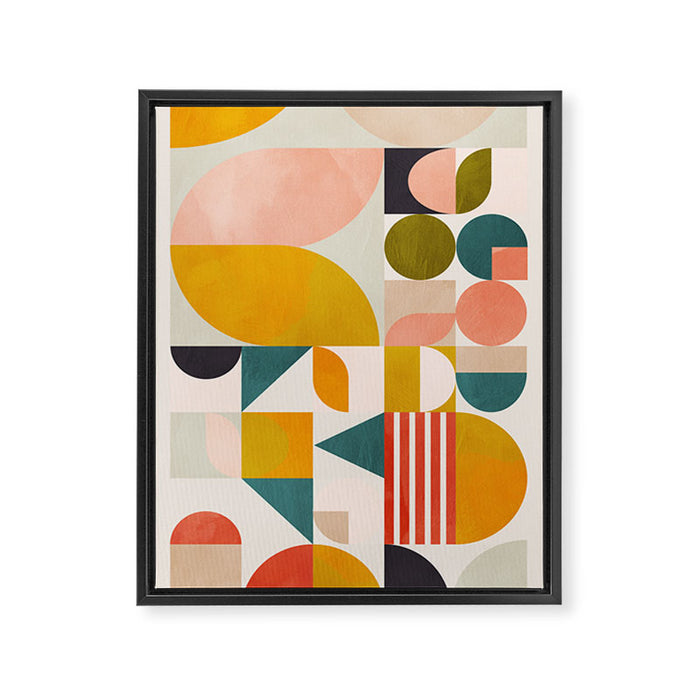 mid century geometry abstract shapes bauhaus Framed Canvas Print Gallery Image 1