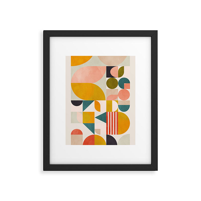 mid century geometry abstract shapes bauhaus Framed Art Print Gallery Image 5