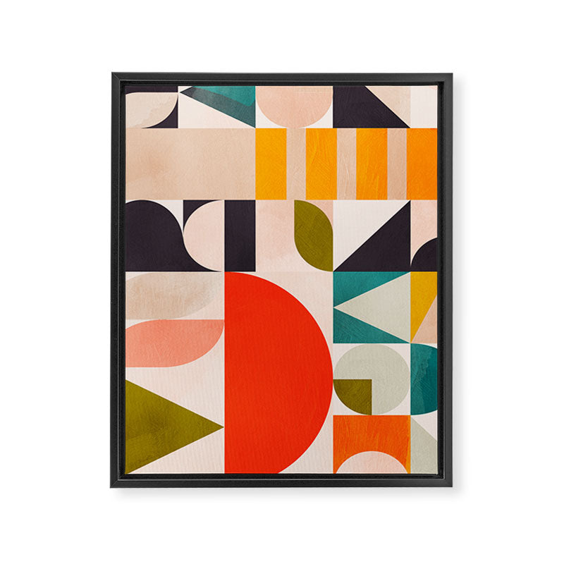 mid century geometry abstract shapes bauhaus 3 Framed Canvas Print Gallery Image 6
