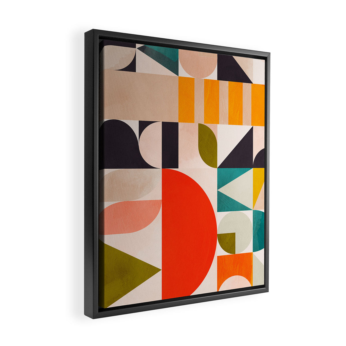 mid century geometry abstract shapes bauhaus 3 Framed Canvas Print Gallery Image 2