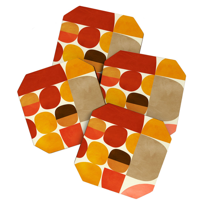 mid century geometry abstract 5 Coaster Gallery Image 1