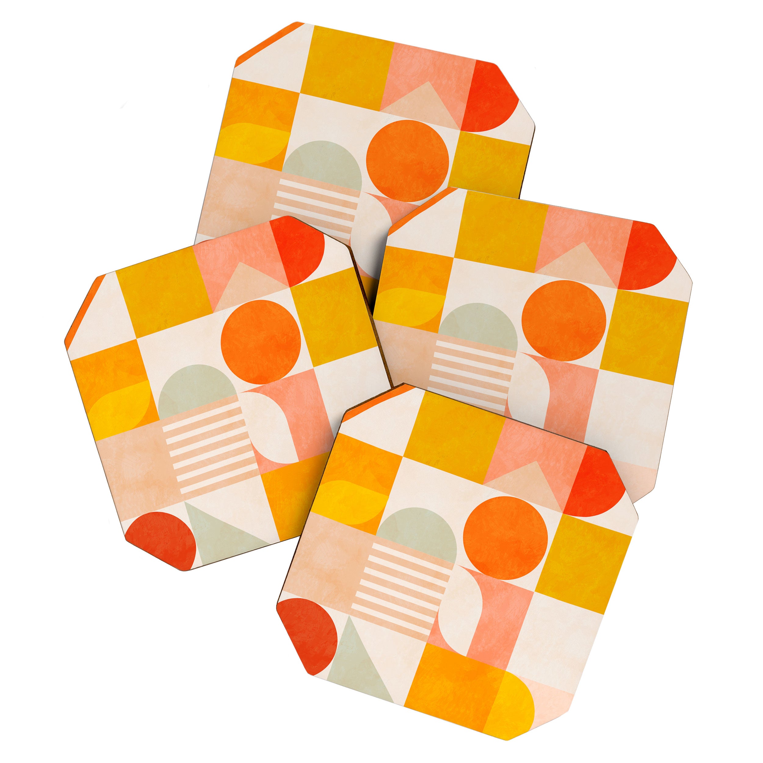 mid century geometry sunny 4 Coaster Gallery Image 1