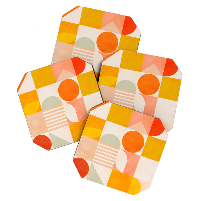 mid century geometry sunny 4 Coaster Gallery Image 1