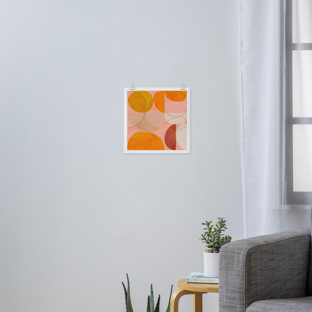 mid century geometry yellow circles abstract art Art Print Gallery Image 3