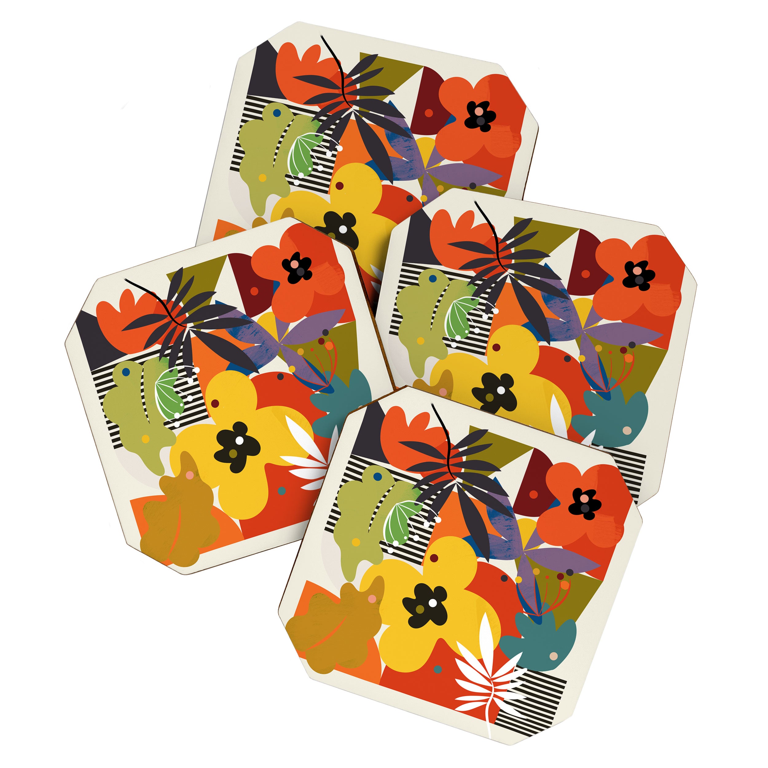 mid century minimal floral Coaster Gallery Image 1