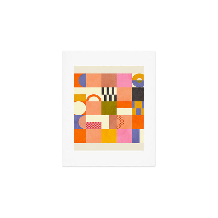 mid century mod shapes checkers Art Print Gallery Image 1