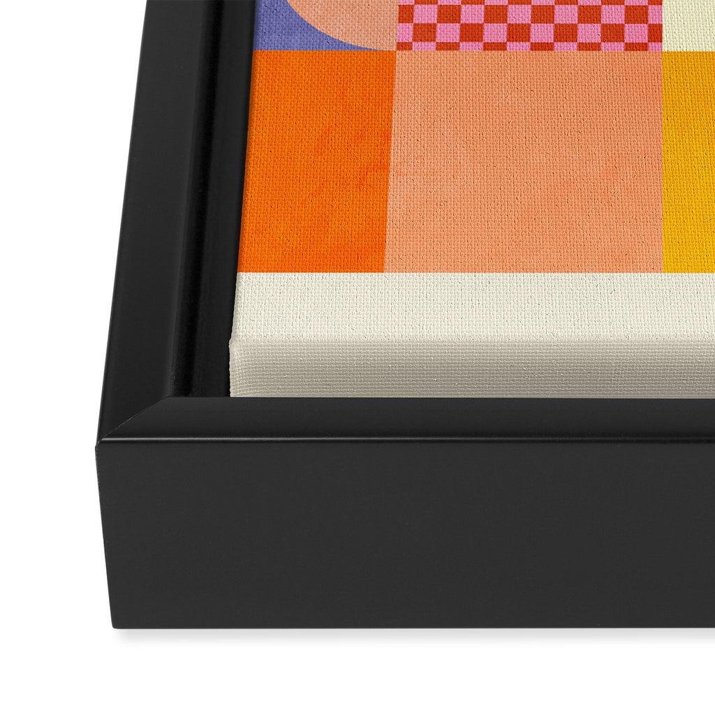 mid century mod shapes checkers Framed Canvas Print Gallery Image 3