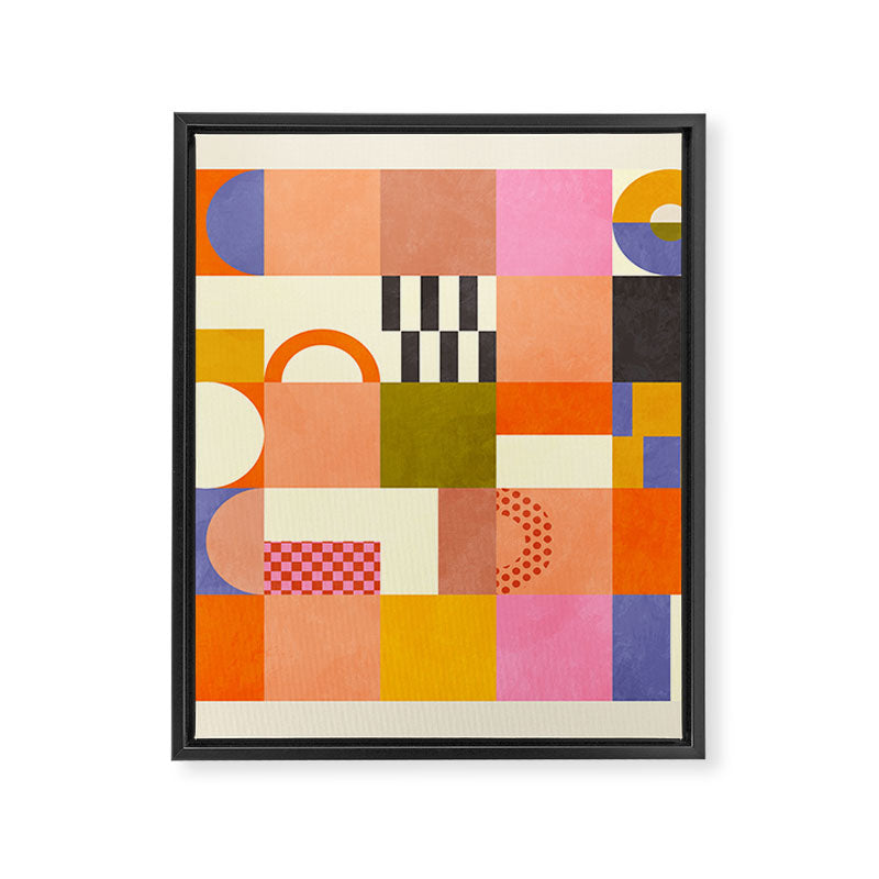 mid century mod shapes checkers Framed Canvas Print Gallery Image 8