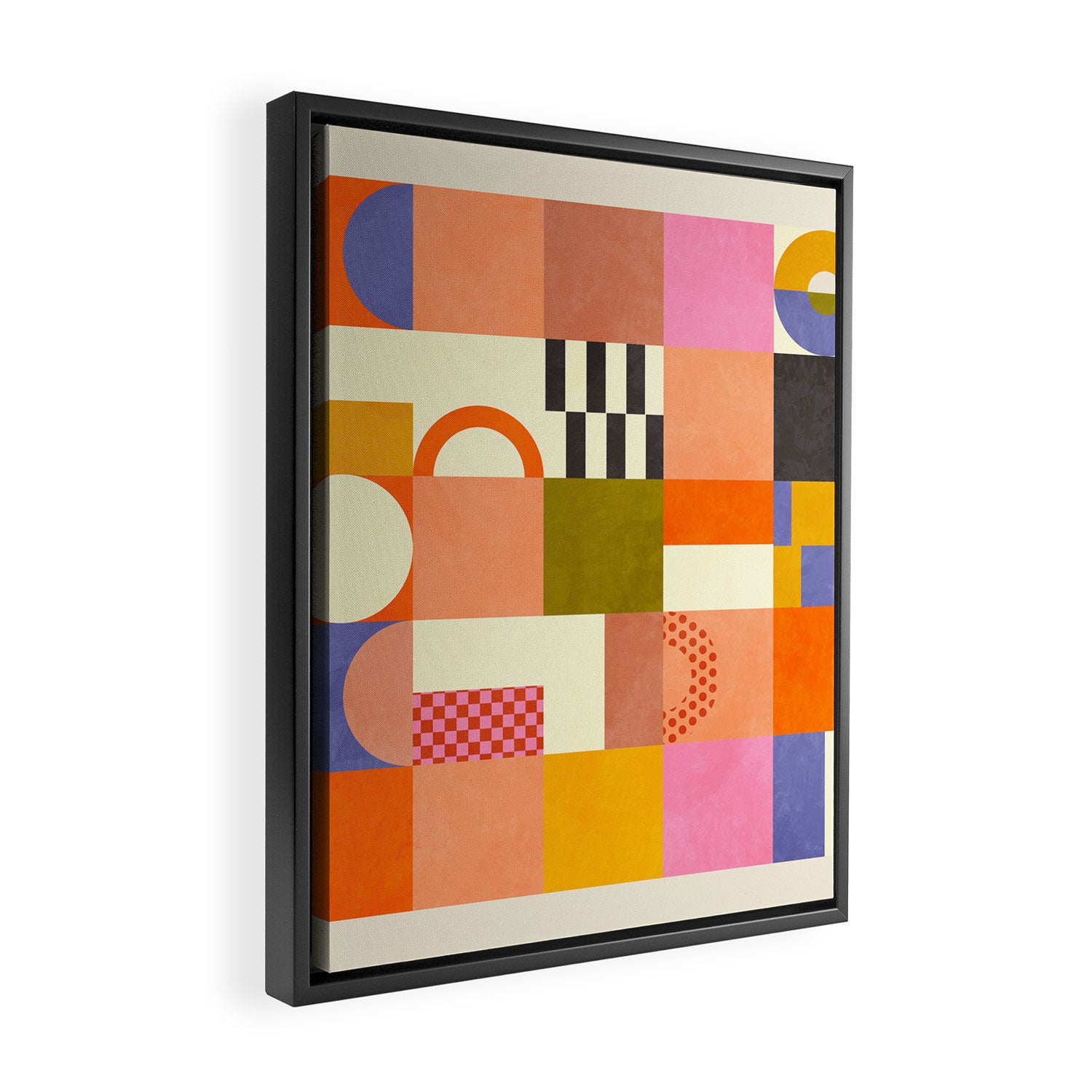 mid century mod shapes checkers Framed Canvas Print Gallery Image 2