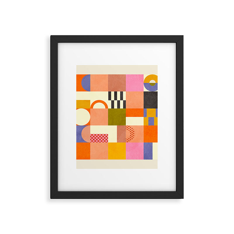 mid century mod shapes checkers Framed Art Print Gallery Image 4