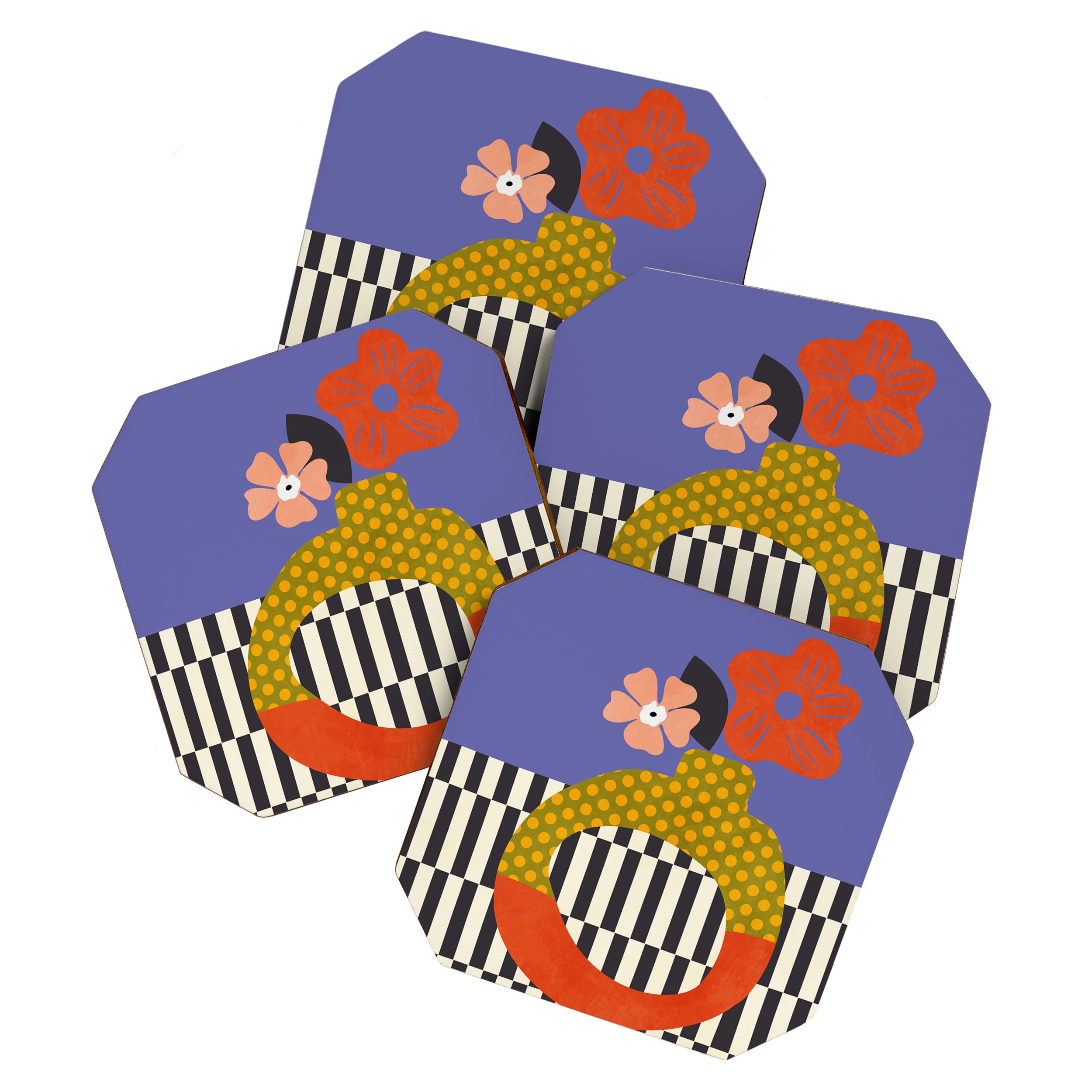 mid century modern bloom shapes Coaster Gallery Image 1