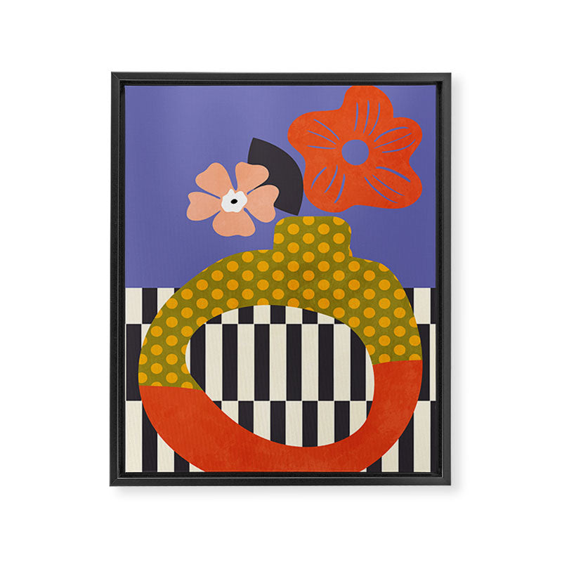 mid century modern bloom shapes Framed Canvas Print Gallery Image 8