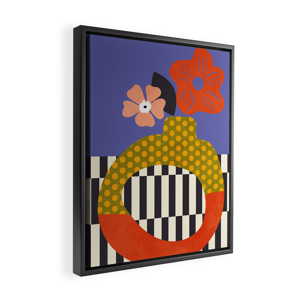 mid century modern bloom shapes Framed Canvas Print Gallery Image 2