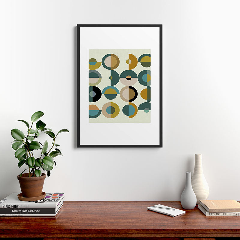 mid century modern geometric art Framed Art Print – Society6