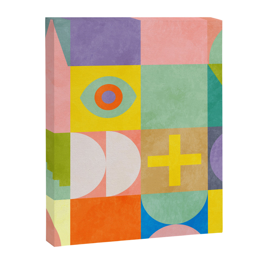 mid  century modern geometric checkers summer 2 Canvas Print Gallery Image 8