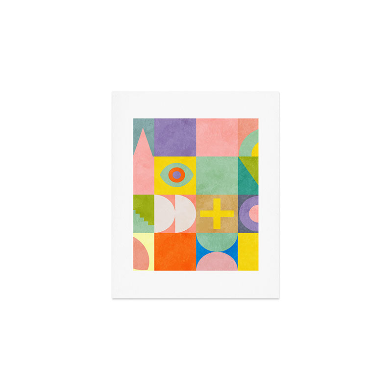 mid  century modern geometric checkers summer 2 Art Print Gallery Image 1