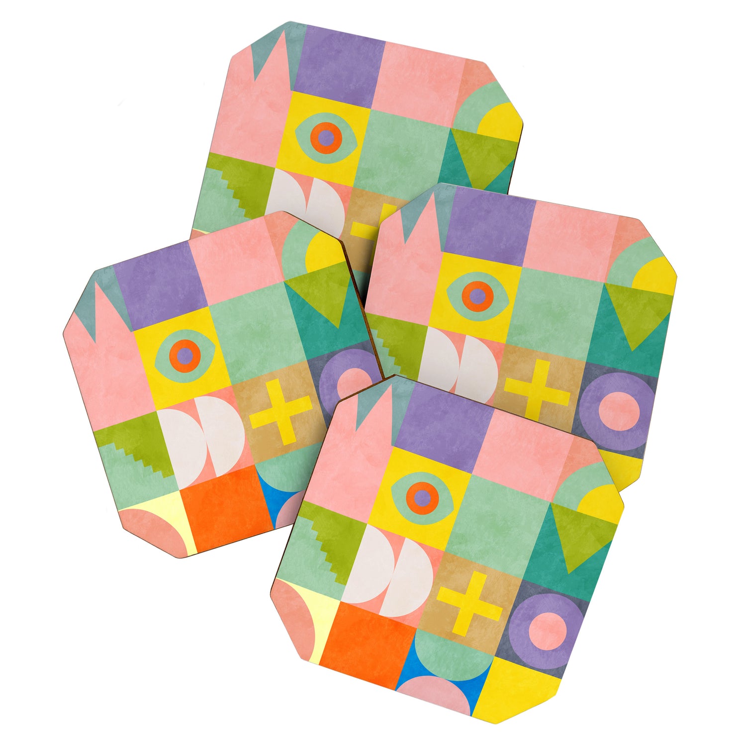 mid  century modern geometric checkers summer 2 Coaster Gallery Image 1