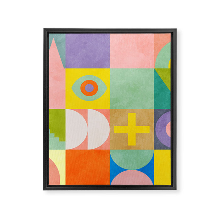 mid  century modern geometric checkers summer 2 Framed Canvas Print Gallery Image 1