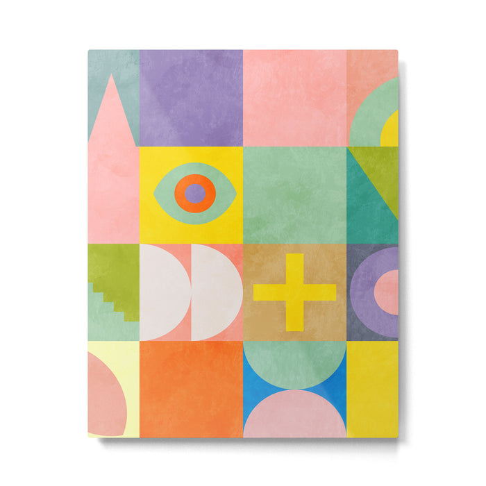 mid  century modern geometric checkers summer 2 Metal Print Gallery Image 1