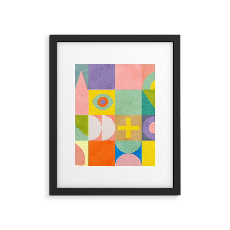 mid  century modern geometric checkers summer 2 Framed Art Print Gallery Image 6