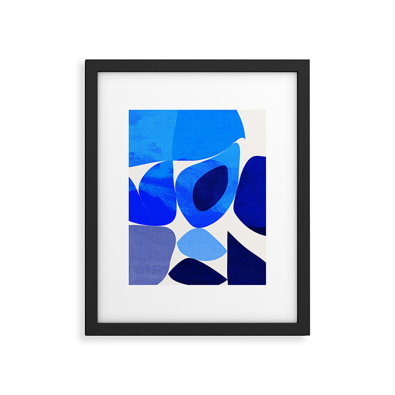 mid century modern organic blue 2 Framed Art Print Gallery Image 6